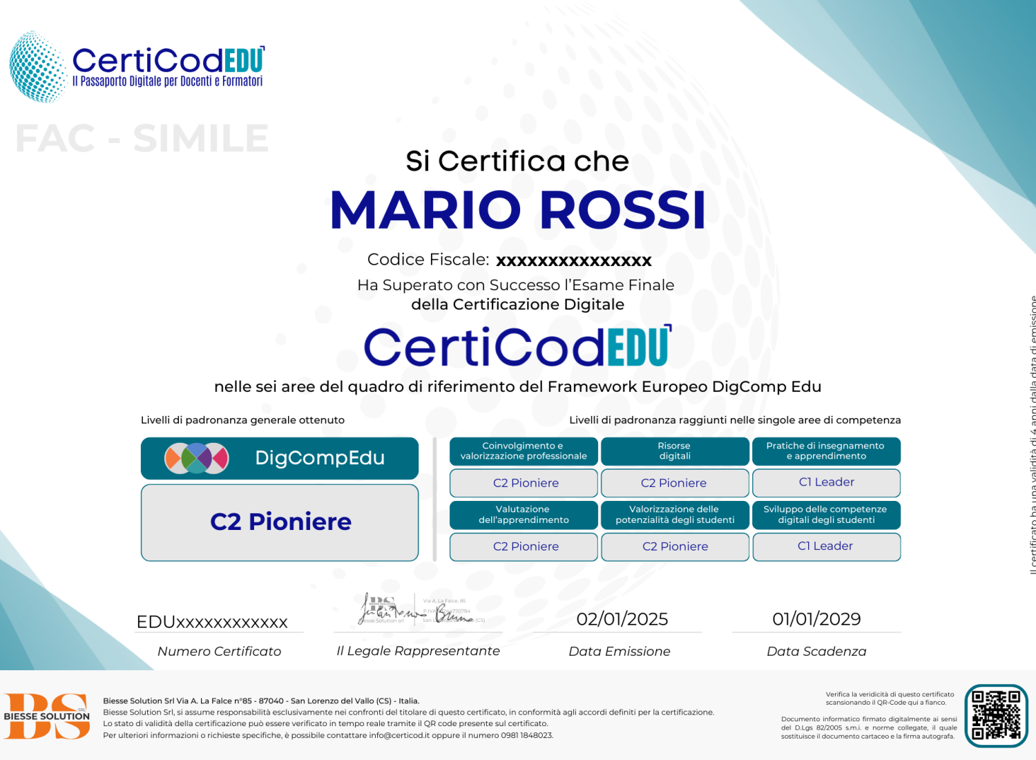 Certificato Tipo 24092025